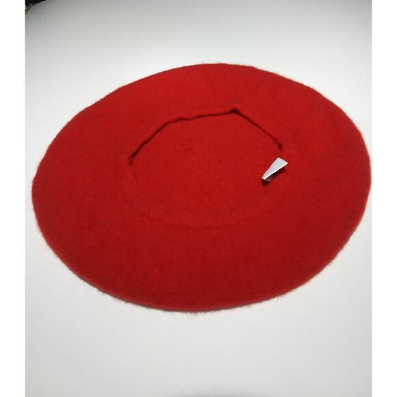 Vintage Montgomery Ward 100% Lambswool Classic Red Beret Wool Winter Hat Cap - Picture 3 of 7